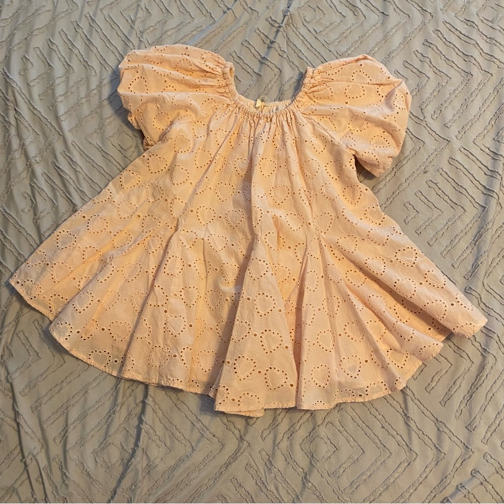 Noralee size 4 Girls Maia in Blush Heart Eyelet Puff-Sleeve Dress